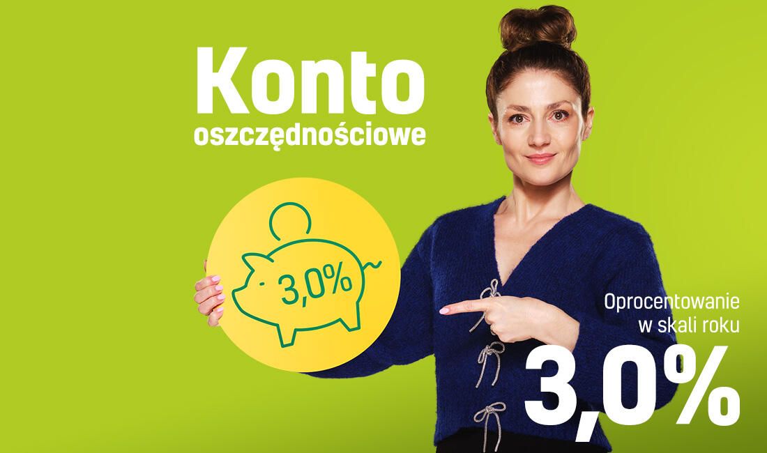 Konto oszczędnościowe 3,0% - oprocentowanie w skali roku